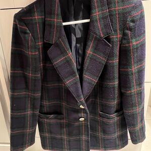 TanJay Green and Red Plaid Blazer